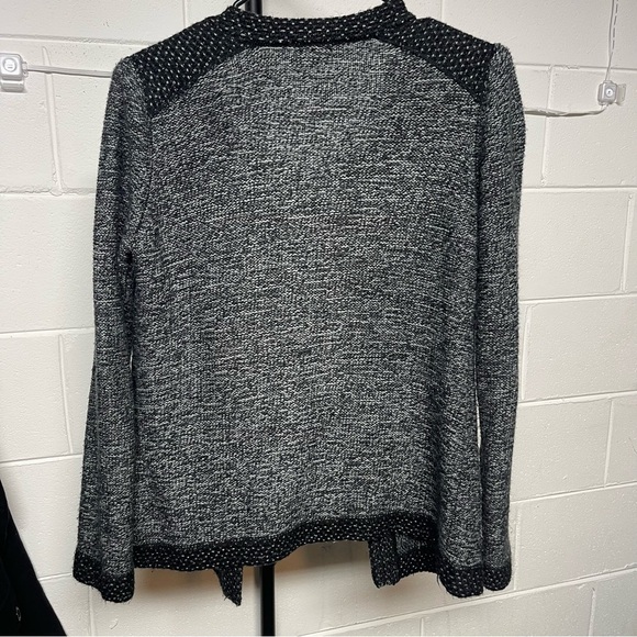 Jaclyn Smith Black & Gray Knit Open Front Cardigan Jacket Textured Sweater - Picture 4 of 6
